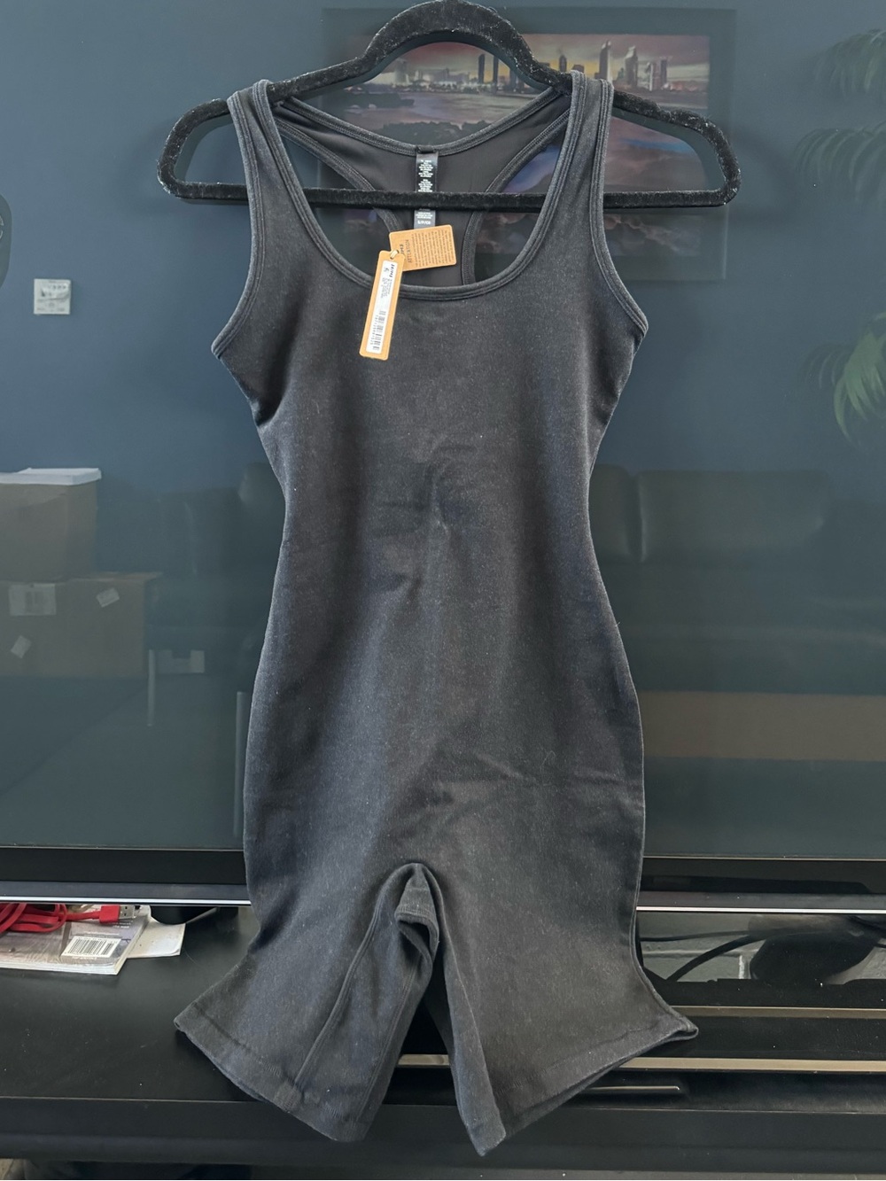 SKIMS out door romper Washed Onyx